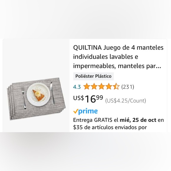 Quiltina New In Package set of four placemats, gray checkered 100% cotton BOGO 🌻 - Picture 12 of 13